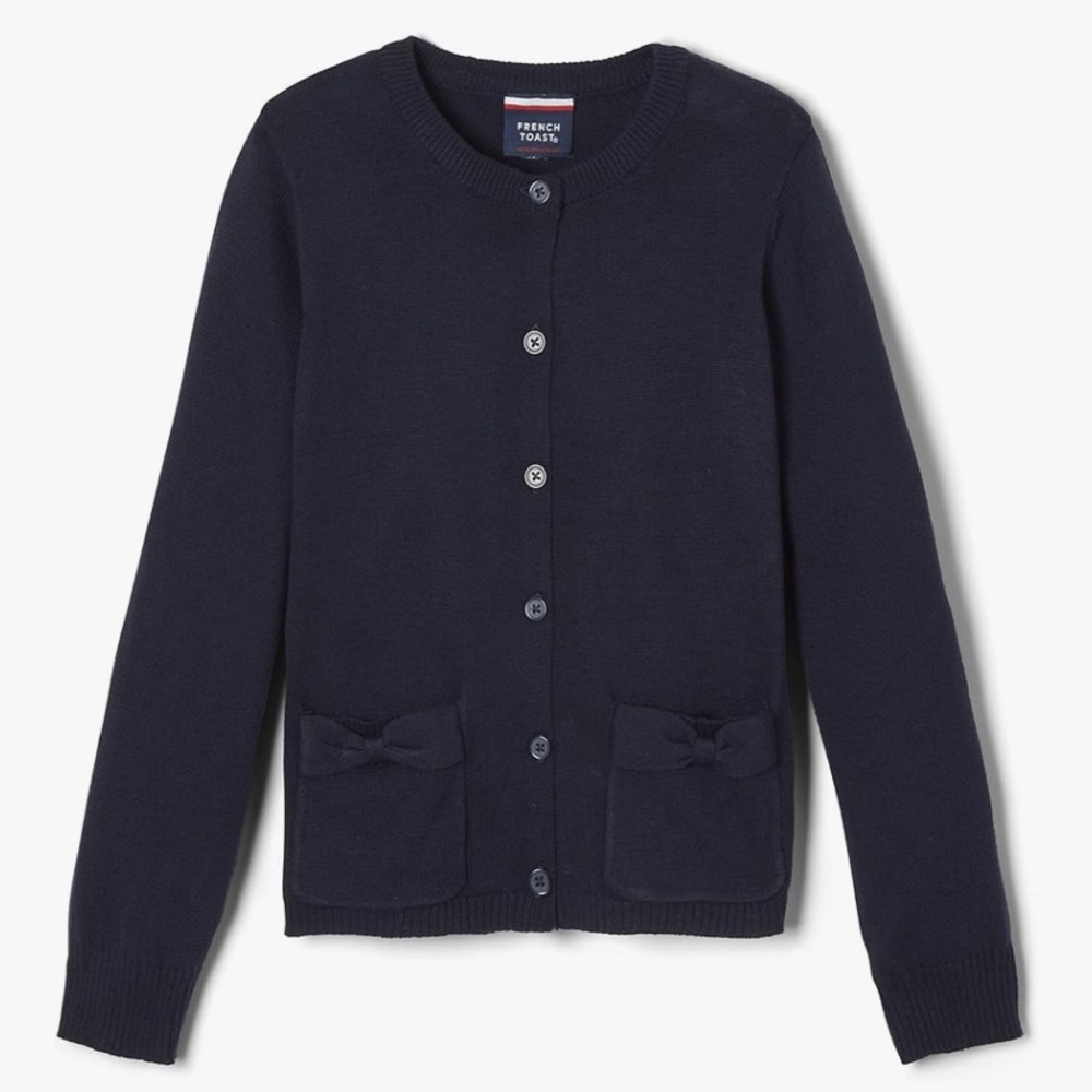 French Toast Girls' Long Sleeve Bow Pocket Cardigan